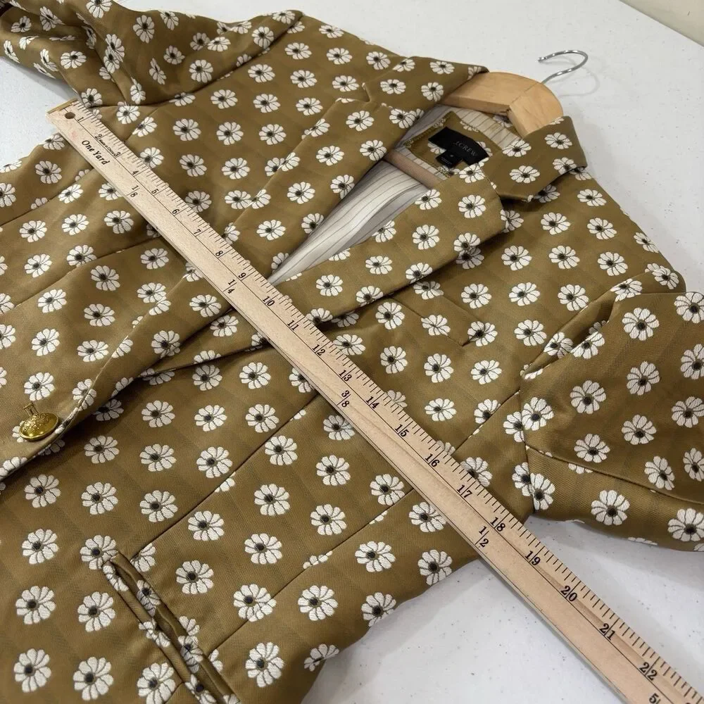 J. Crew Women Campbell Blazer 6 Gold Jacquard Floral Preppy Academic Maximalist